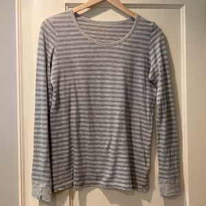 Majestic Filatures grey striped long sleeved t shirt